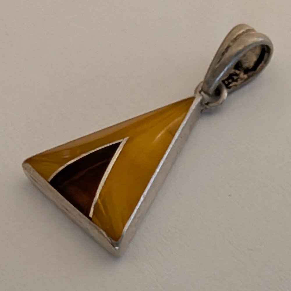 Valerio Polish Amber Sterling Silver Pendant - Picture 4 of 10